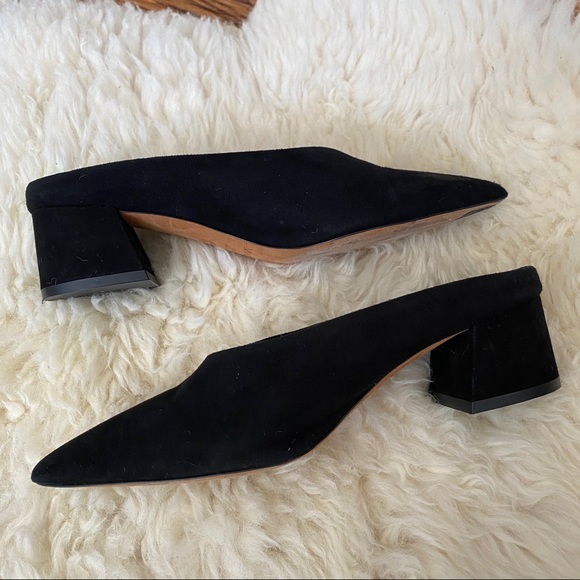 Vince Ralston Suede Pointy Toe Mule Black Size 6 - Picture 3 of 11